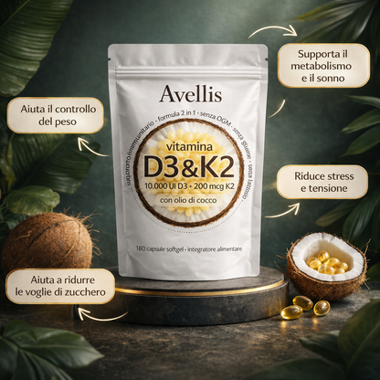 Vitamina D3 & K2 Ad Alta Potenza — Scorta 6 Mesi